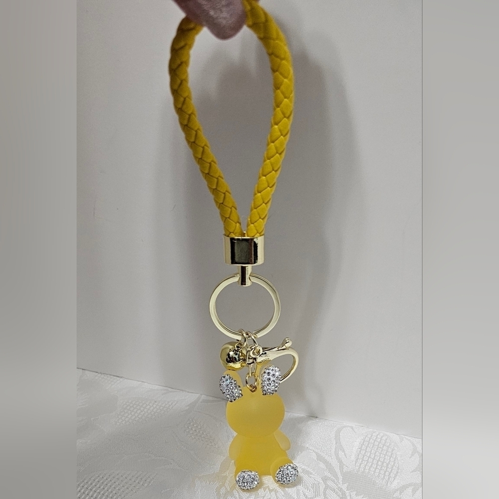 New Cute Yellow Crystal Adorned Bunny Keychain/Bag Accessories - Picture 3 of 3